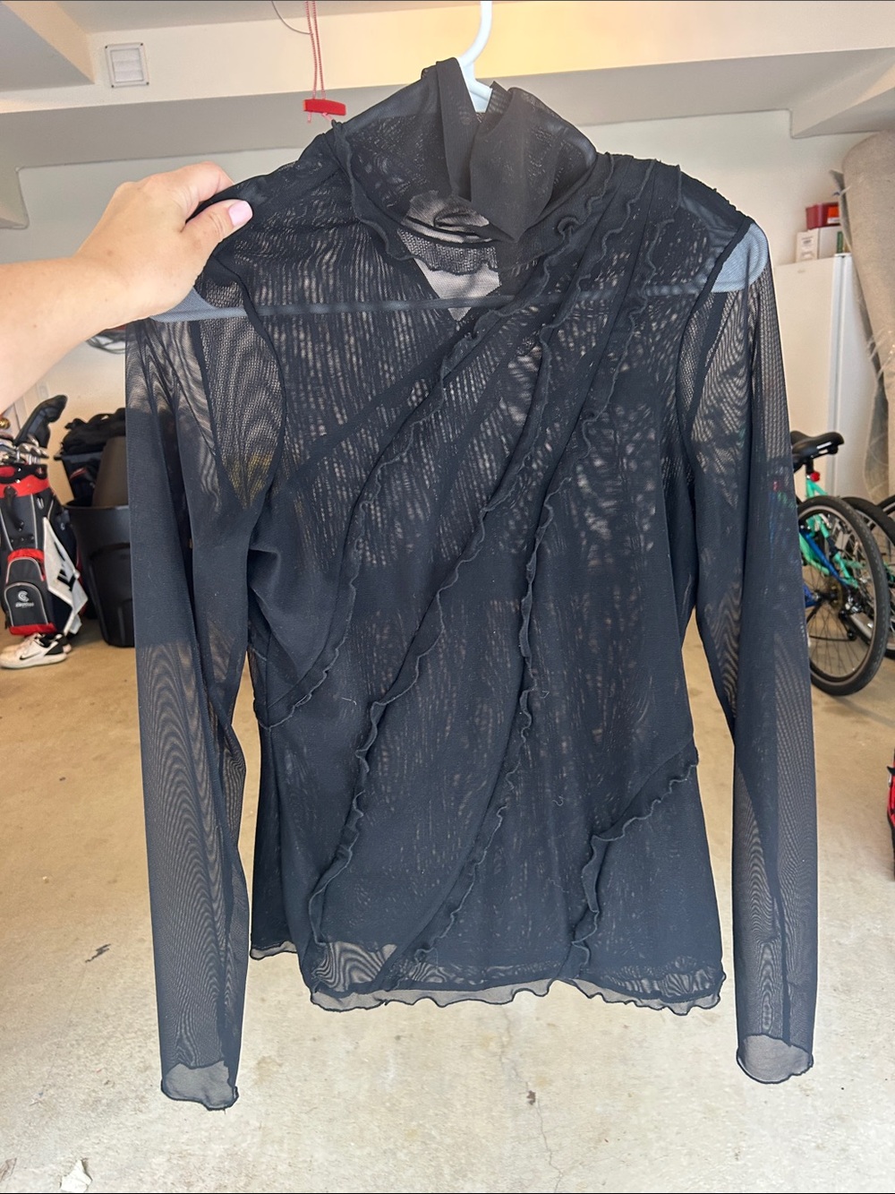 Cinq a sept black mesh turtleneck top NWOT